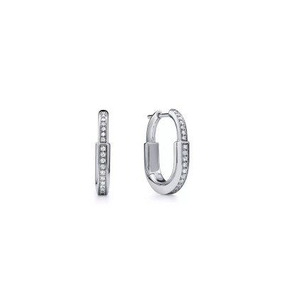 TIFFANY LOCKSMALL LOCK EARRINGS IN WHITE GOLD WITH PAVÉ DIAMONDS 74365973